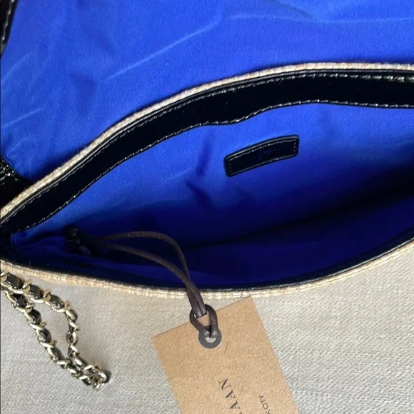 NWT Cole Haan Brielle Wristlet Black Patent/Straw - Picture 3 of 6